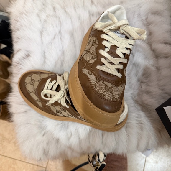 Gucci Shoes - Gucci Brown and Cream Women's Sneakers